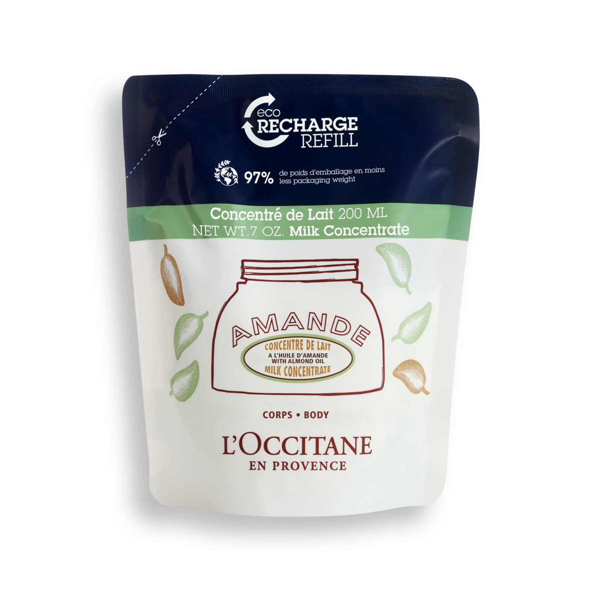Eco Refil Leite Hidratante Firmador Amêndoa 200ml, , large image number 0